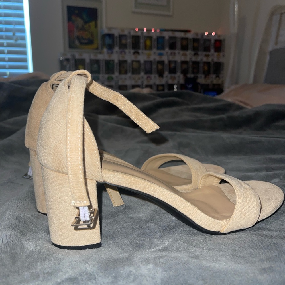Nude ankle strap heels